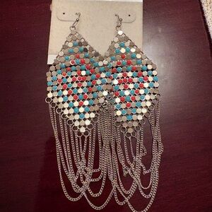 Chic Silver and Multicolor Dangle Earrings